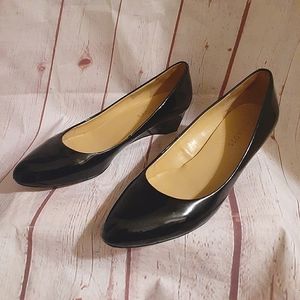TALBOTS Black Patent Leather Closed Toe Wedge Pumps Size 10B MSRP $149